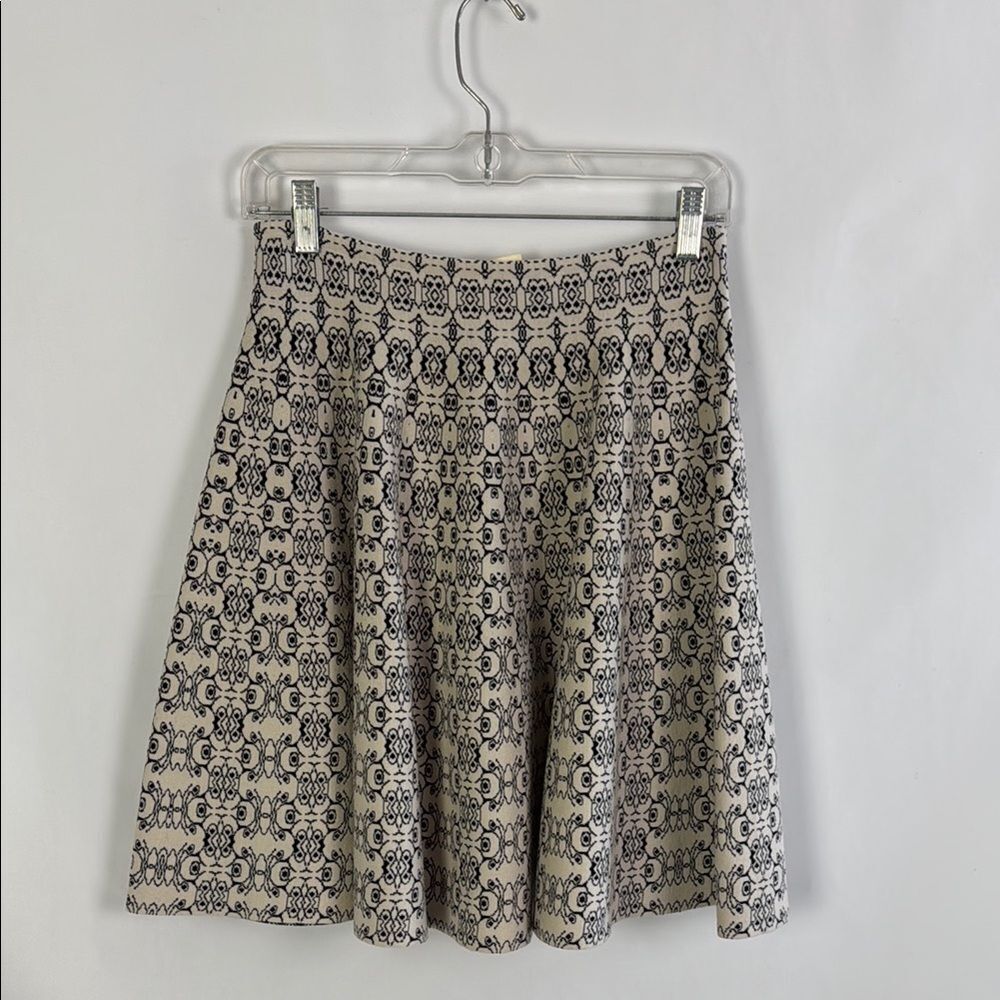 Alaia Black Cream Print A Line Mini Skirt